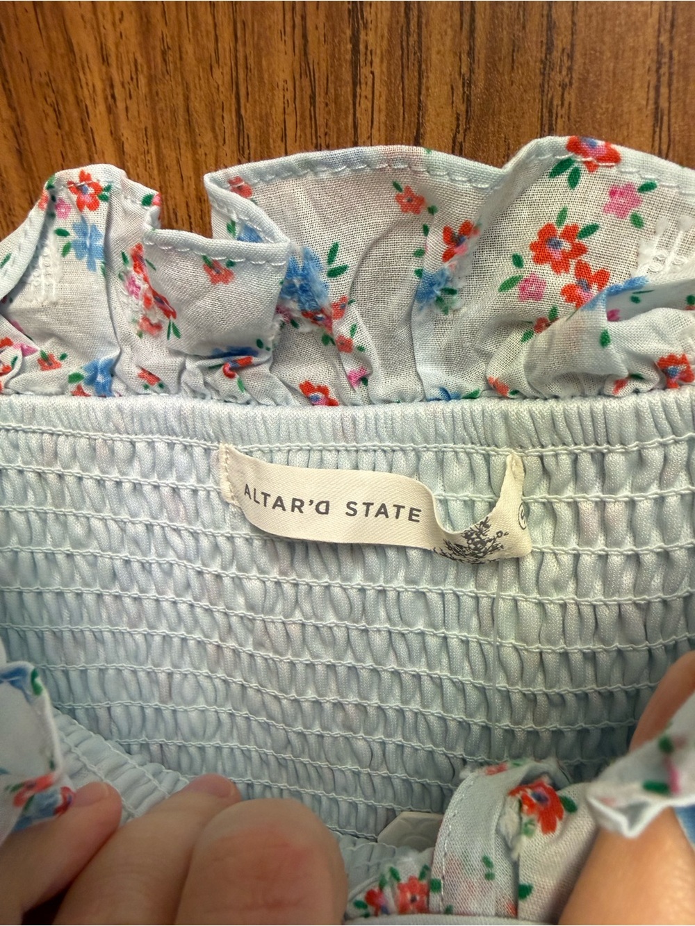 Light Blue Floral Ruffle Romper - Picture 2 of 7